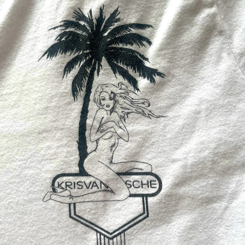 ❌SOLD❌ KRIS VAN ASSCHE T-shirt V-Neck Palm Tree  Tropical Graphic RARE! Size L